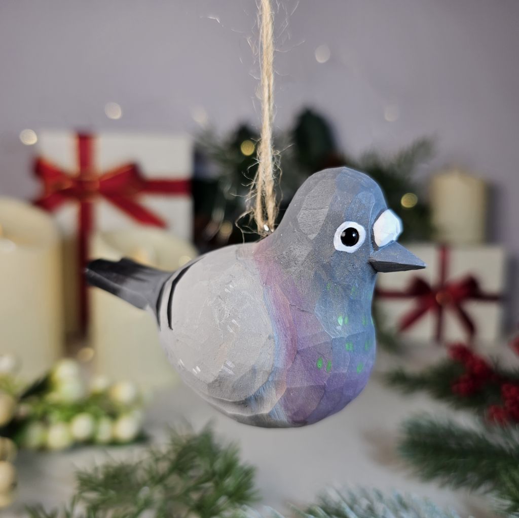 Baby Pigeon Wooden Hanging Christmas Tree Ornament