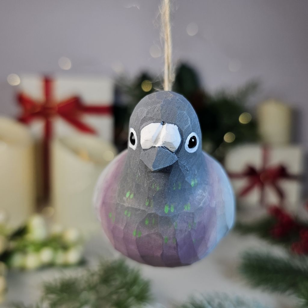 Baby Pigeon Wooden Hanging Christmas Tree Ornament