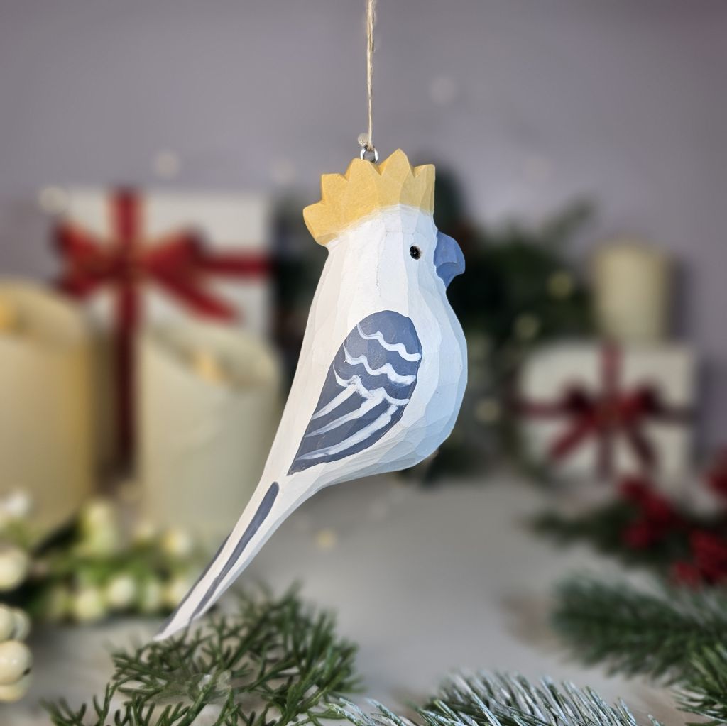 Cockatoo Wooden Hanging Christmas Tree Ornament