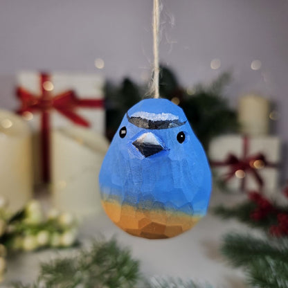 Snowy-browed Flycatcher Wooden Hanging Christmas Tree Ornament