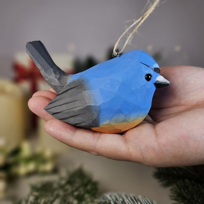 Snowy-browed Flycatcher Wooden Hanging Christmas Tree Ornament