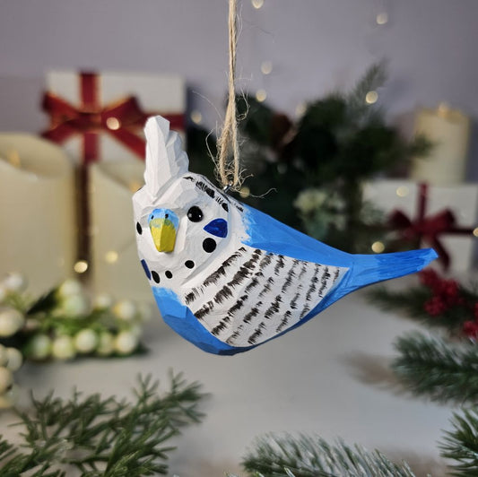 Budgerigar Wooden Hanging Christmas Tree Ornament