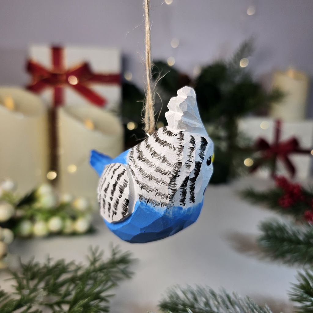 Budgerigar Wooden Hanging Christmas Tree Ornament