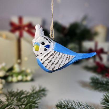 Budgerigar Wooden Hanging Christmas Tree Ornament