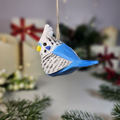 Budgerigar Wooden Hanging Christmas Tree Ornament