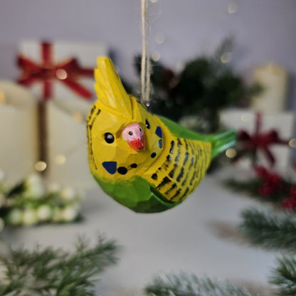 Budgerigar Wooden Hanging Christmas Tree Ornament