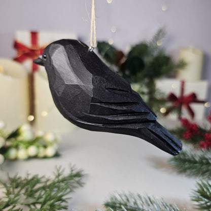 Crow Wooden Hanging Christmas Tree Ornament