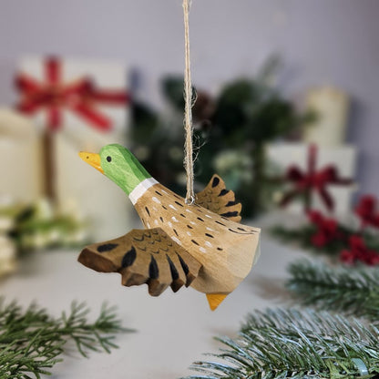 Mallard Wooden Hanging Christmas Tree Ornament