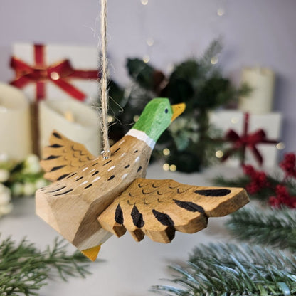 Mallard Wooden Hanging Christmas Tree Ornament