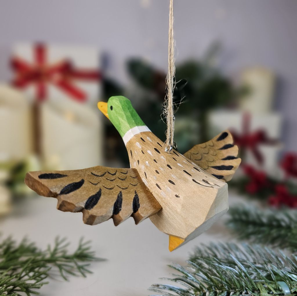 Mallard Wooden Hanging Christmas Tree Ornament