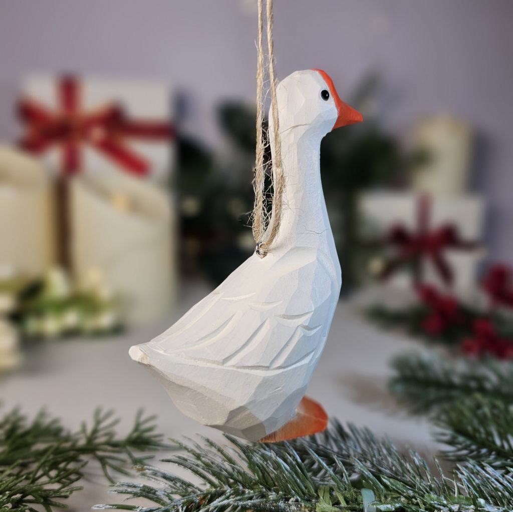 Goose Wooden Hanging Christmas Tree Ornament