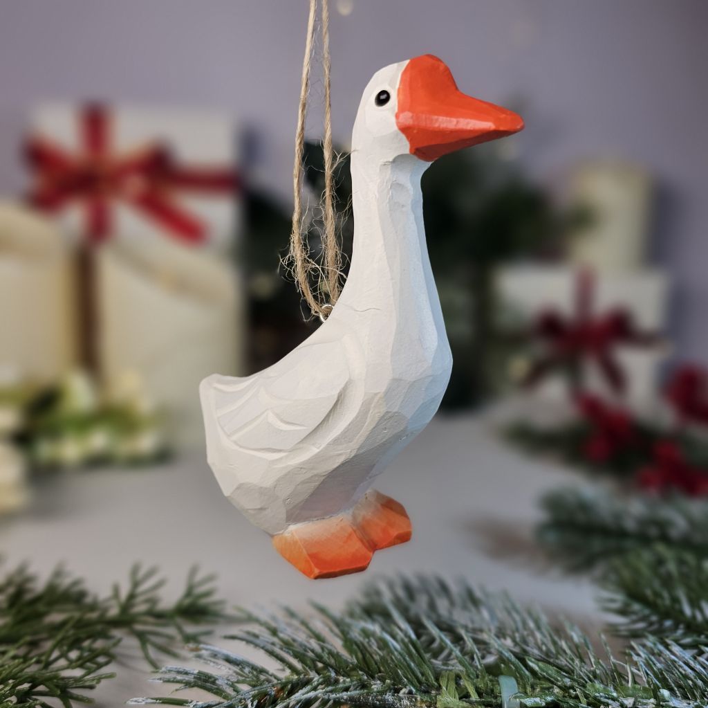 Goose Wooden Hanging Christmas Tree Ornament