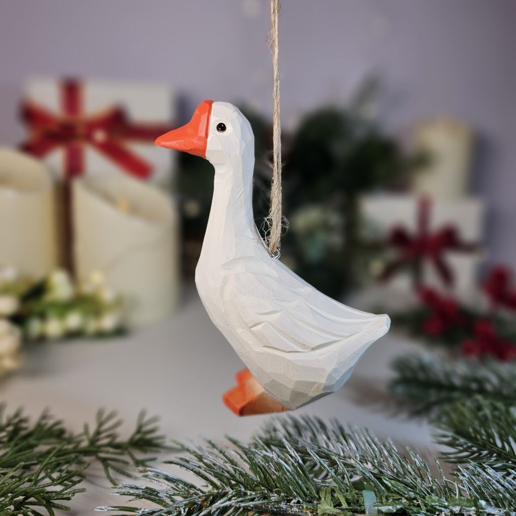 Goose Wooden Hanging Christmas Tree Ornament