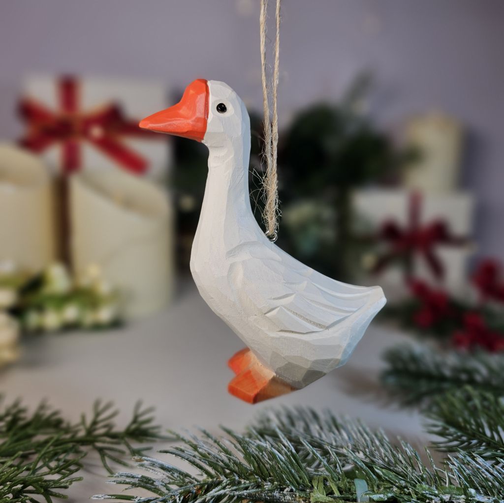 Goose Wooden Hanging Christmas Tree Ornament