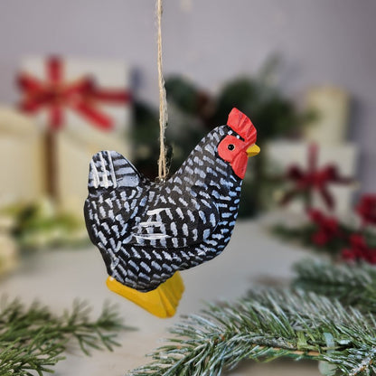 Chicken Wooden Hanging Christmas Tree Ornament