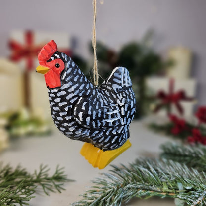 Chicken Wooden Hanging Christmas Tree Ornament