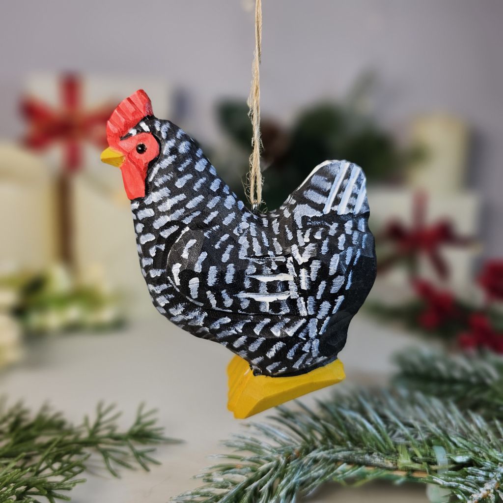 Chicken Wooden Hanging Christmas Tree Ornament