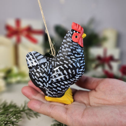 Chicken Wooden Hanging Christmas Tree Ornament