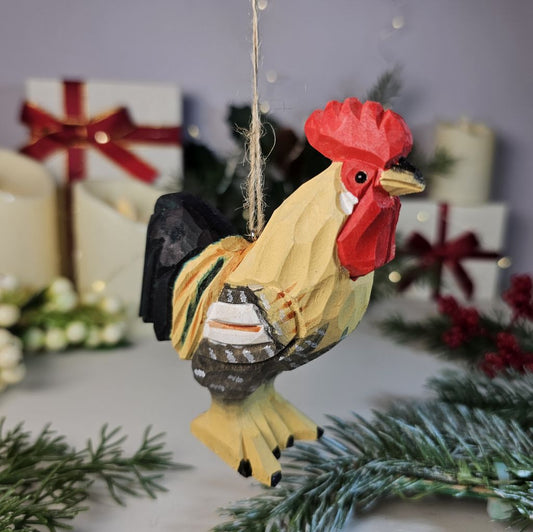 Chicken Wooden Hanging Christmas Tree Ornament