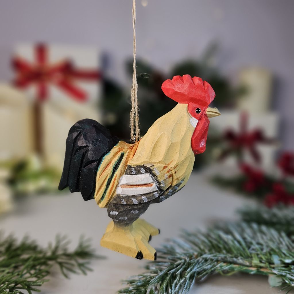 Chicken Wooden Hanging Christmas Tree Ornament