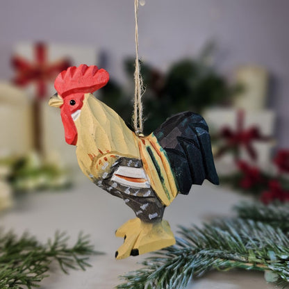 Chicken Wooden Hanging Christmas Tree Ornament