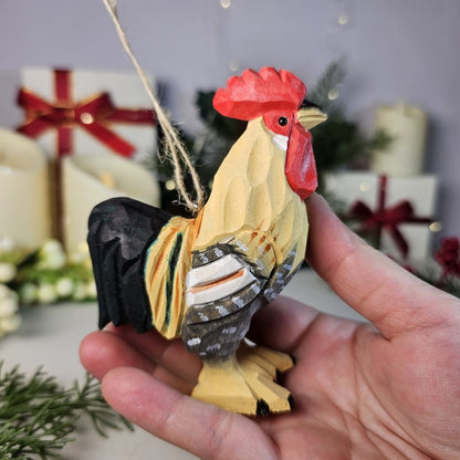 Chicken Wooden Hanging Christmas Tree Ornament