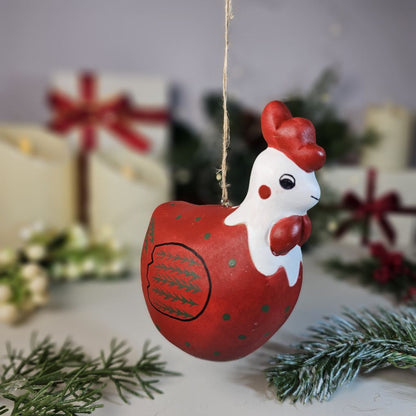 Chicken Wooden Hanging Christmas Tree Ornament