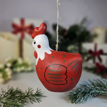 Chicken Wooden Hanging Christmas Tree Ornament