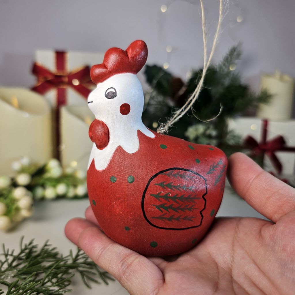 Chicken Wooden Hanging Christmas Tree Ornament