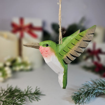 Hummingbird Wooden Hanging Christmas Tree Ornament