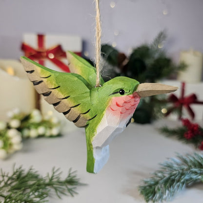 Hummingbird Wooden Hanging Christmas Tree Ornament