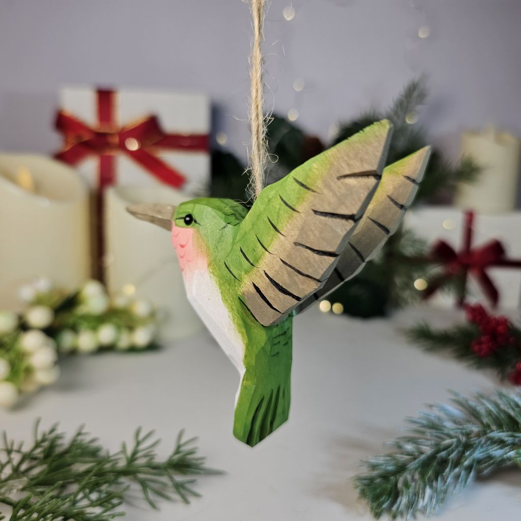 Hummingbird Wooden Hanging Christmas Tree Ornament