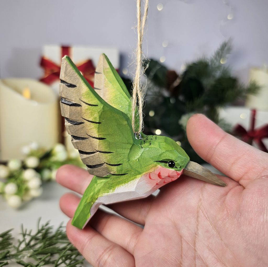 Hummingbird Wooden Hanging Christmas Tree Ornament