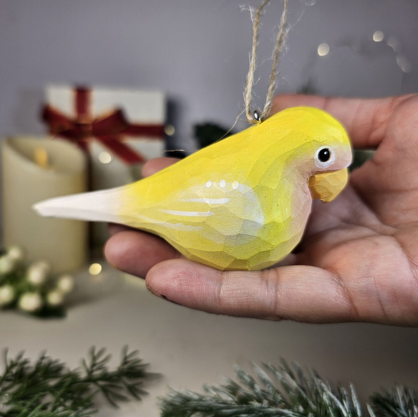 Parakeet Wooden Hanging Christmas Tree Ornament