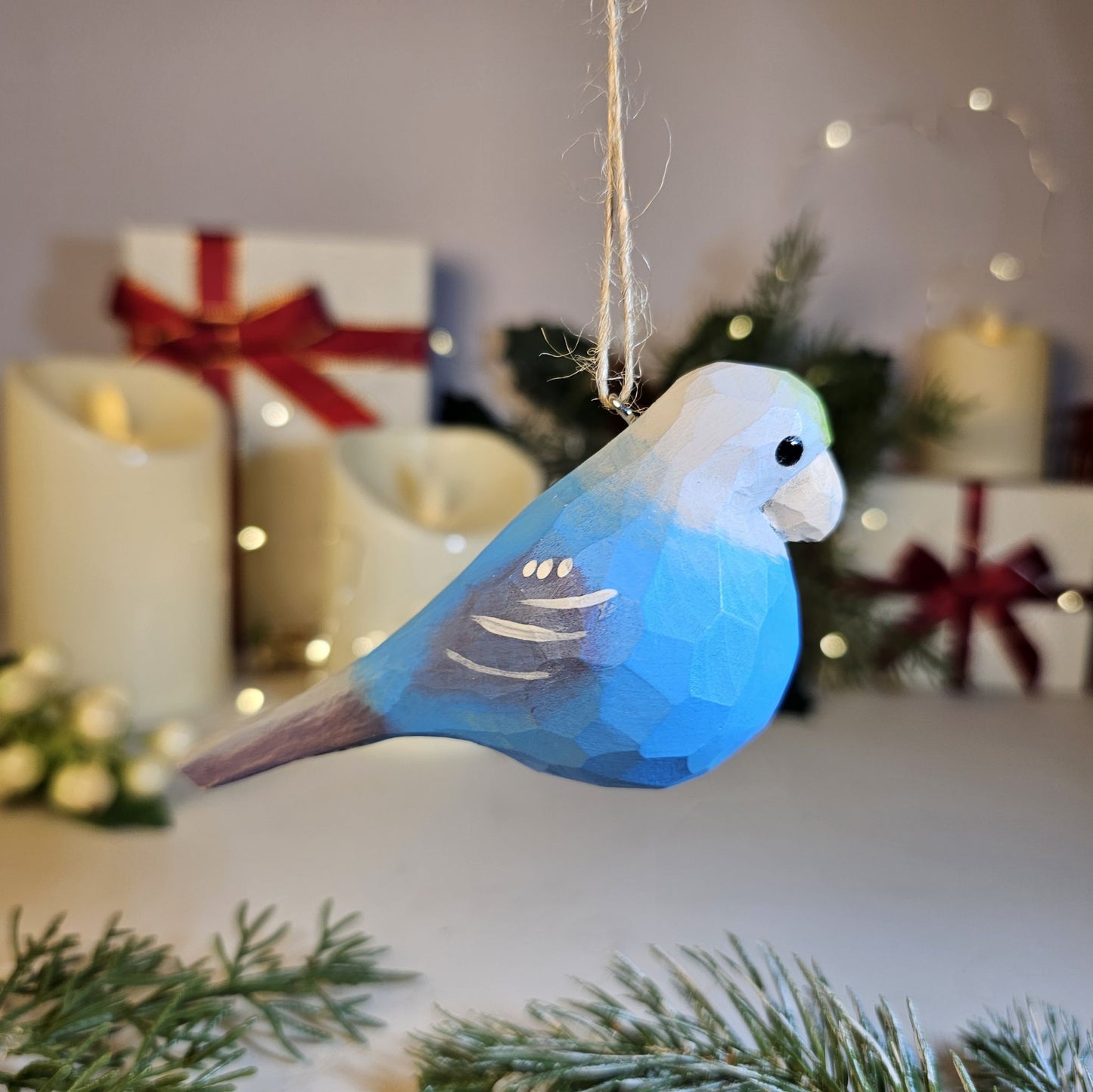 Parakeet Wooden Hanging Christmas Tree Ornament