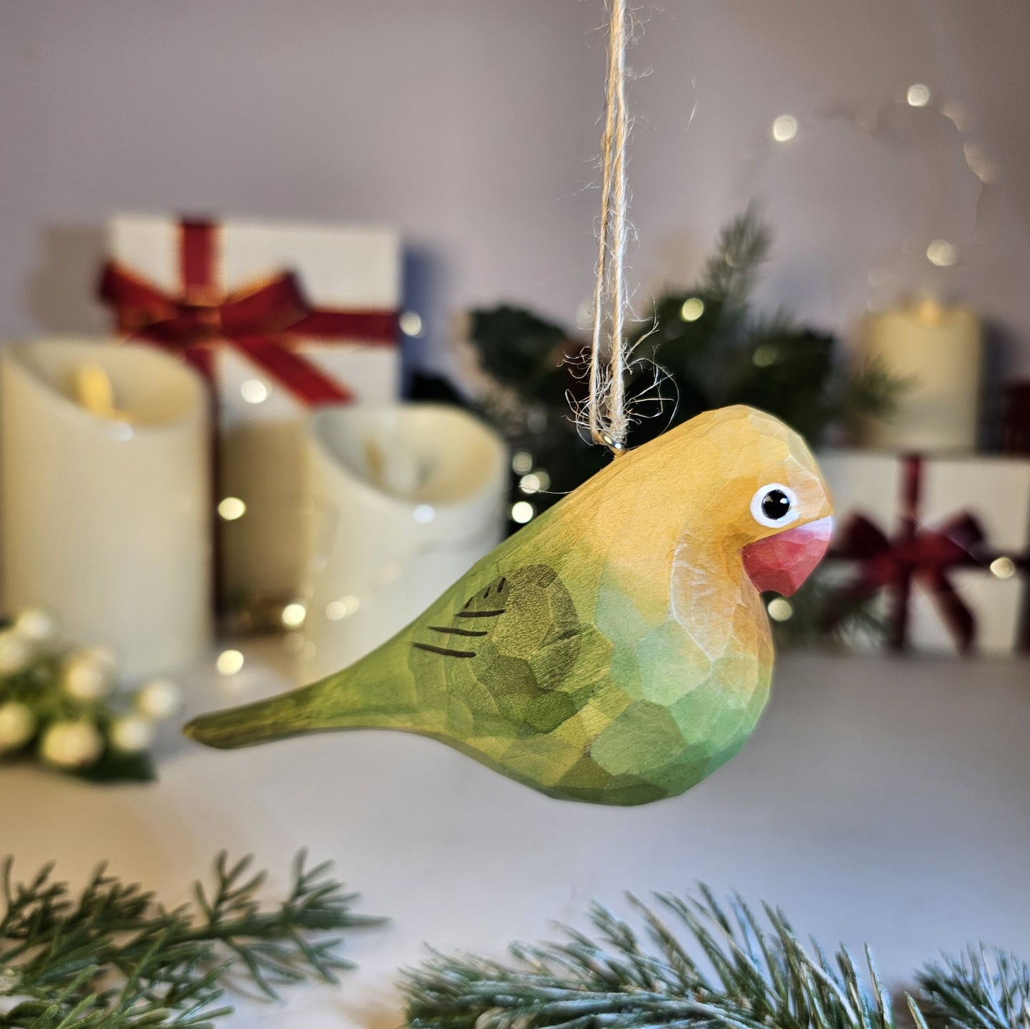 Parakeet Wooden Hanging Christmas Tree Ornament