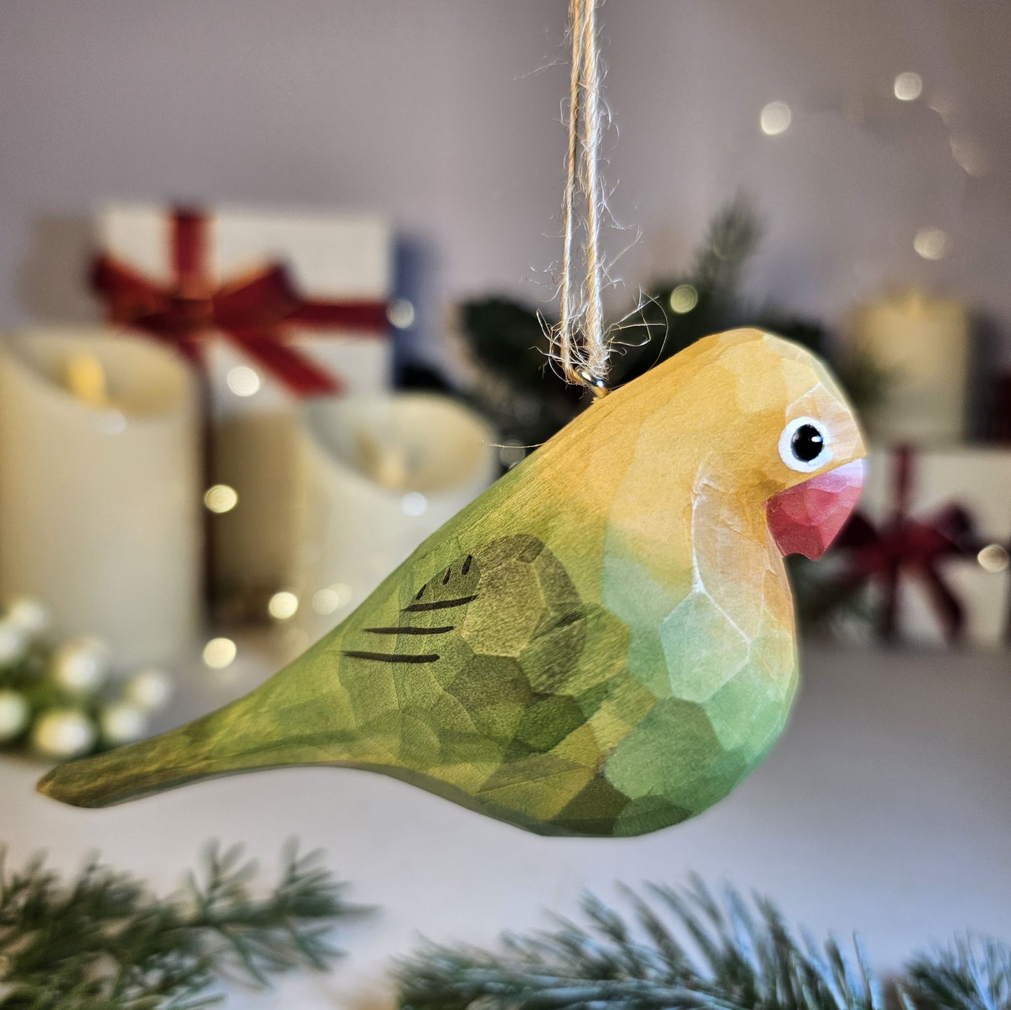 Parakeet Wooden Hanging Christmas Tree Ornament