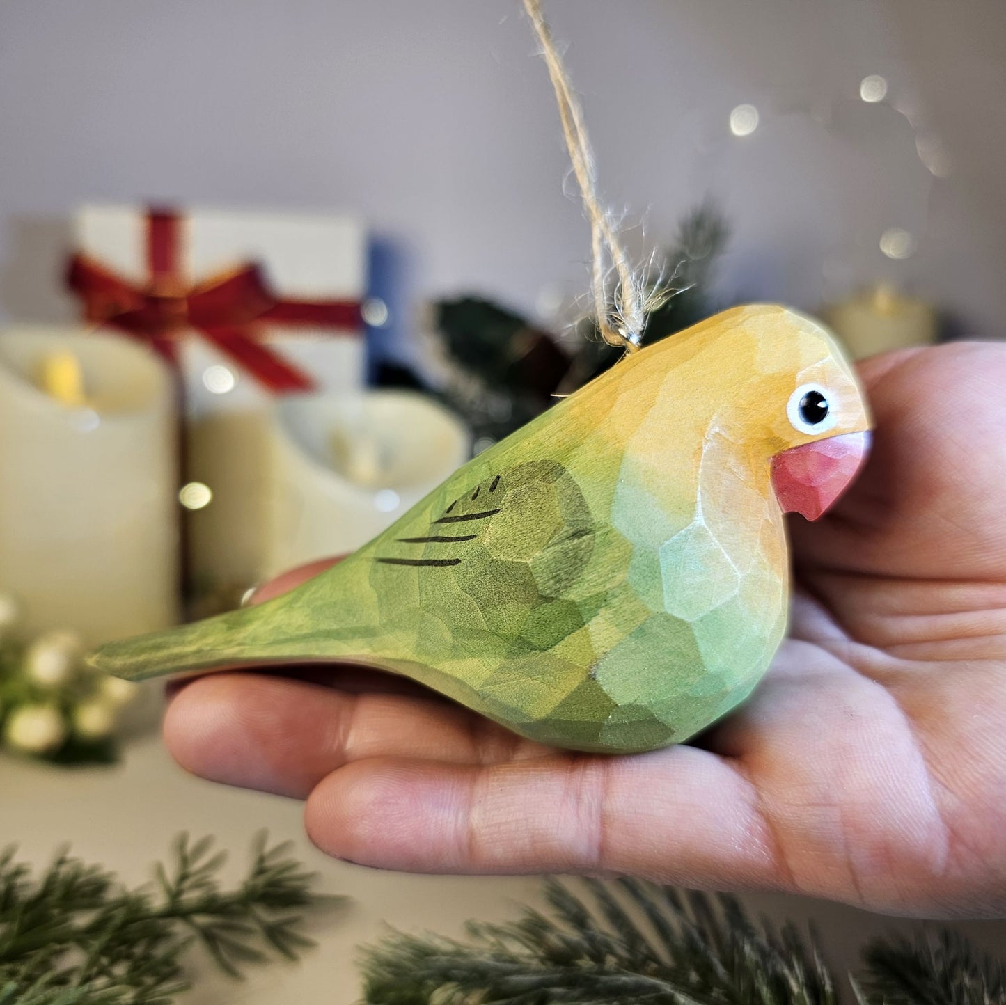 Parakeet Wooden Hanging Christmas Tree Ornament