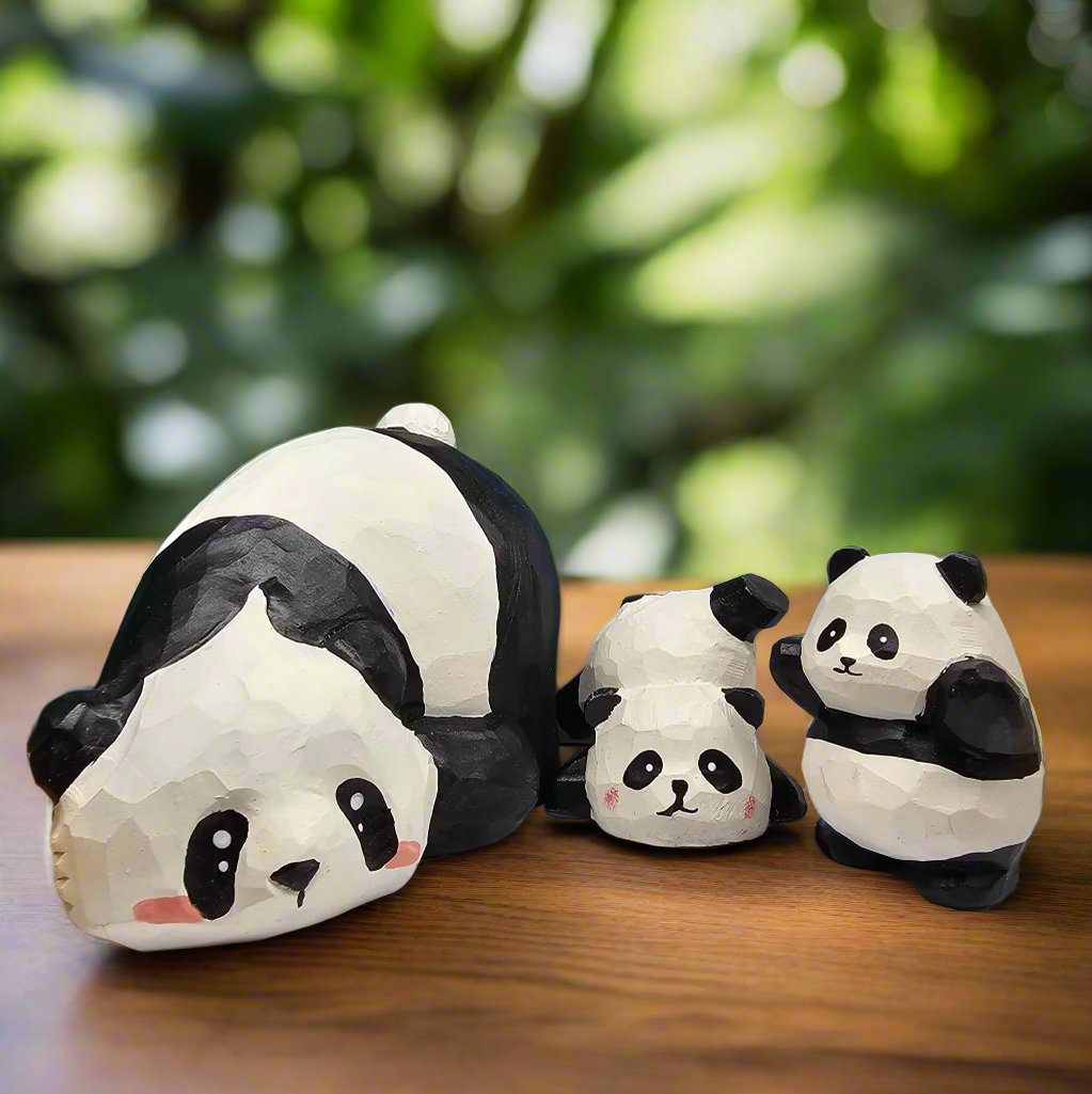 Handcrafted Panda Wooden Figurine