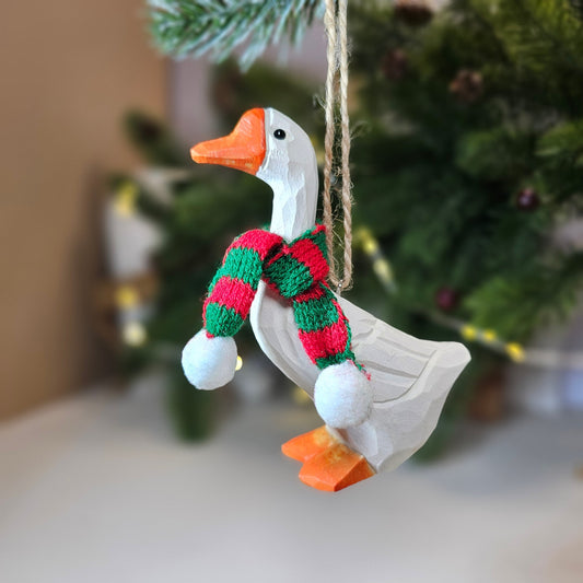 Goose with Scarf Hanging Christmas Tree Ornament – Gift Box Included