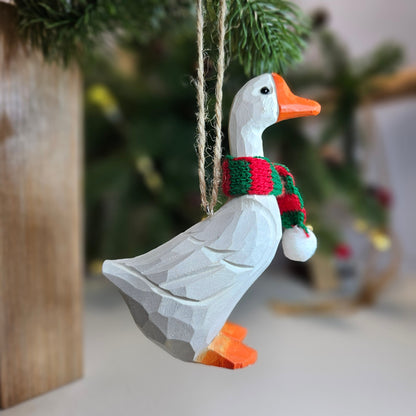 Goose with Scarf Hanging Christmas Tree Ornament – Gift Box Included