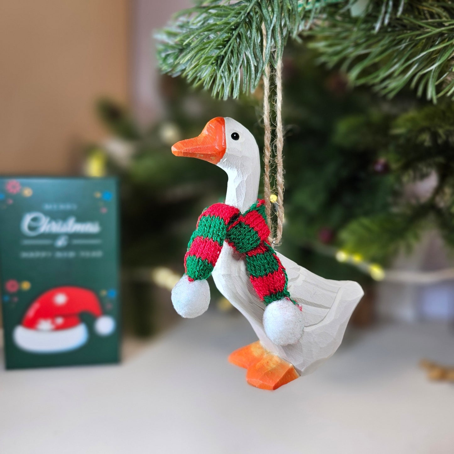 Goose with Scarf Hanging Christmas Tree Ornament – Gift Box Included