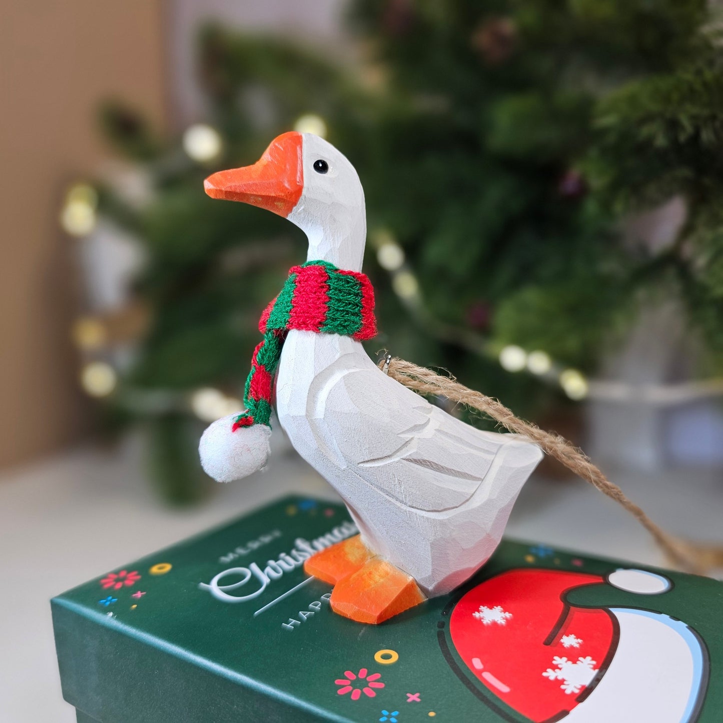 Goose with Scarf Hanging Christmas Tree Ornament – Gift Box Included