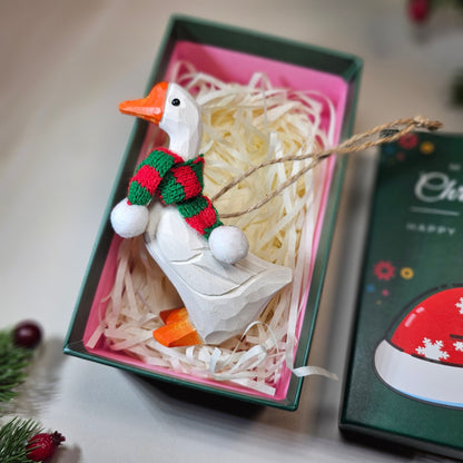 Goose with Scarf Hanging Christmas Tree Ornament – Gift Box Included