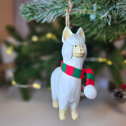 Alpaca with Scarf Hanging Christmas Tree Ornament – Gift Box Included