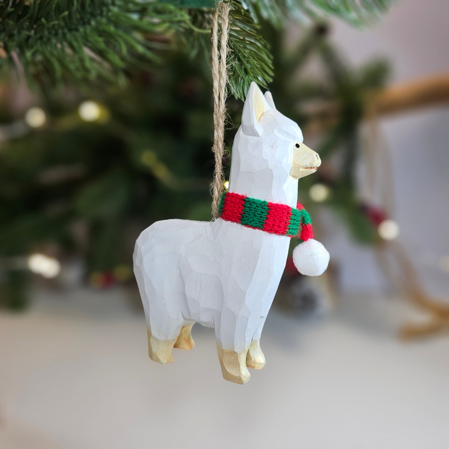 Alpaca with Scarf Hanging Christmas Tree Ornament – Gift Box Included