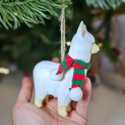 Alpaca with Scarf Hanging Christmas Tree Ornament – Gift Box Included