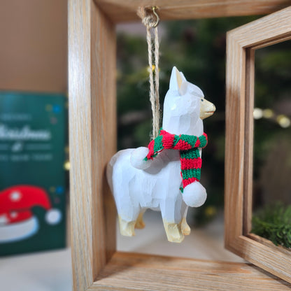 Alpaca with Scarf Hanging Christmas Tree Ornament – Gift Box Included