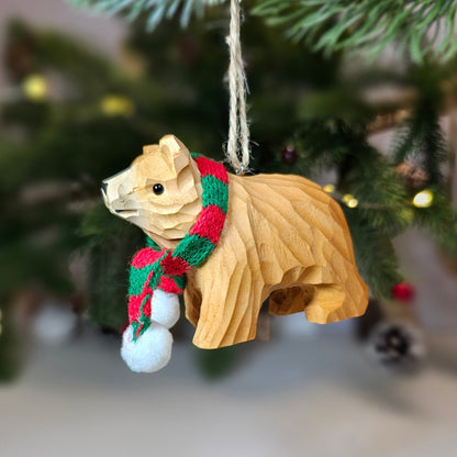 Bear with Scarf Hanging Christmas Tree Ornament – Gift Box Included