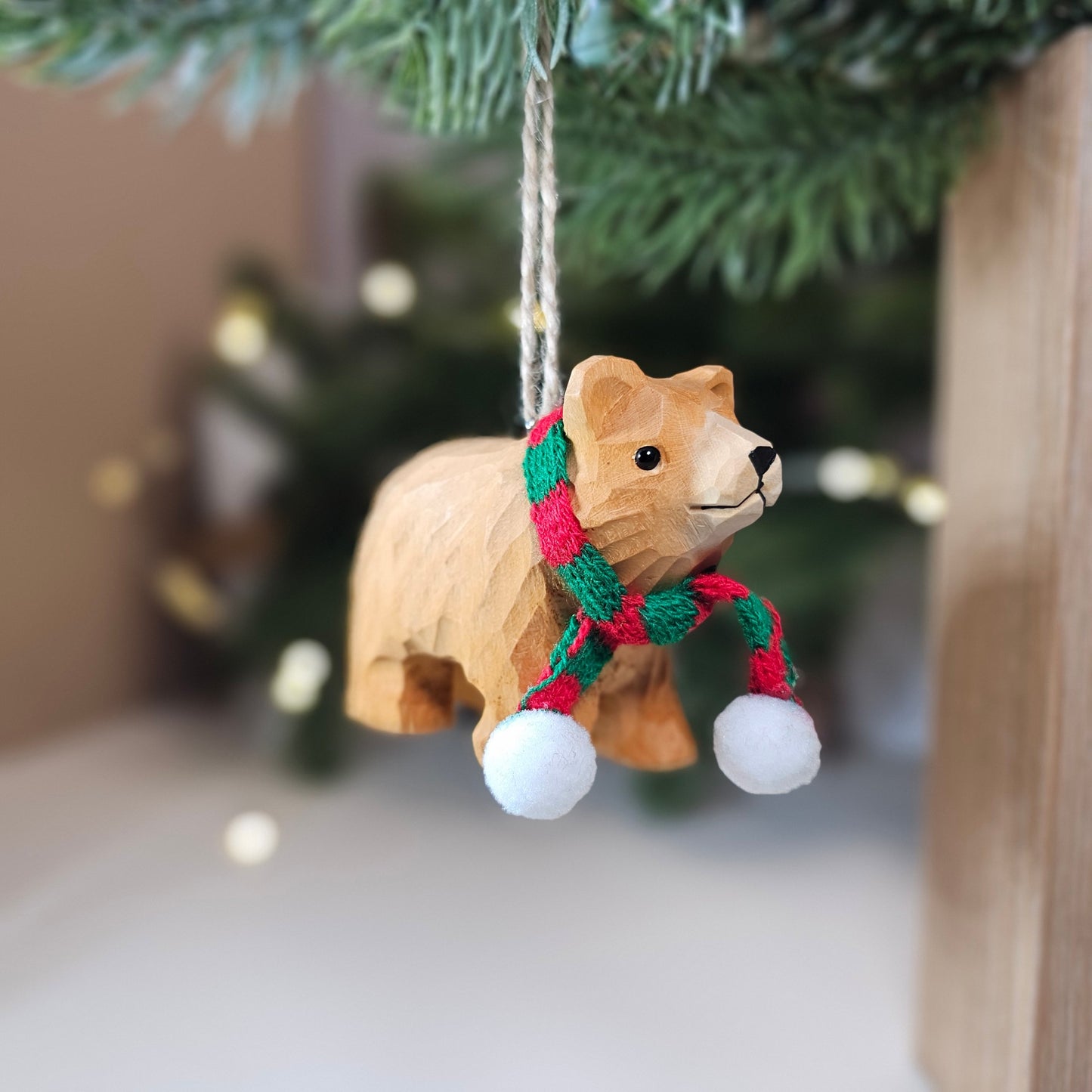 Bear with Scarf Hanging Christmas Tree Ornament – Gift Box Included